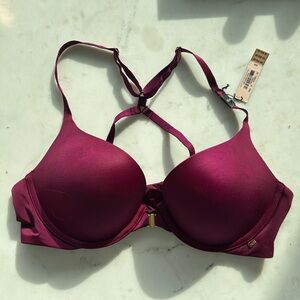 Victorias Secret Very Sexy Push Up Padded Racerback front close bra purple 36B